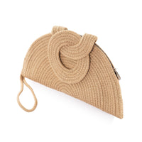 Knotted Handle Straw Clutch