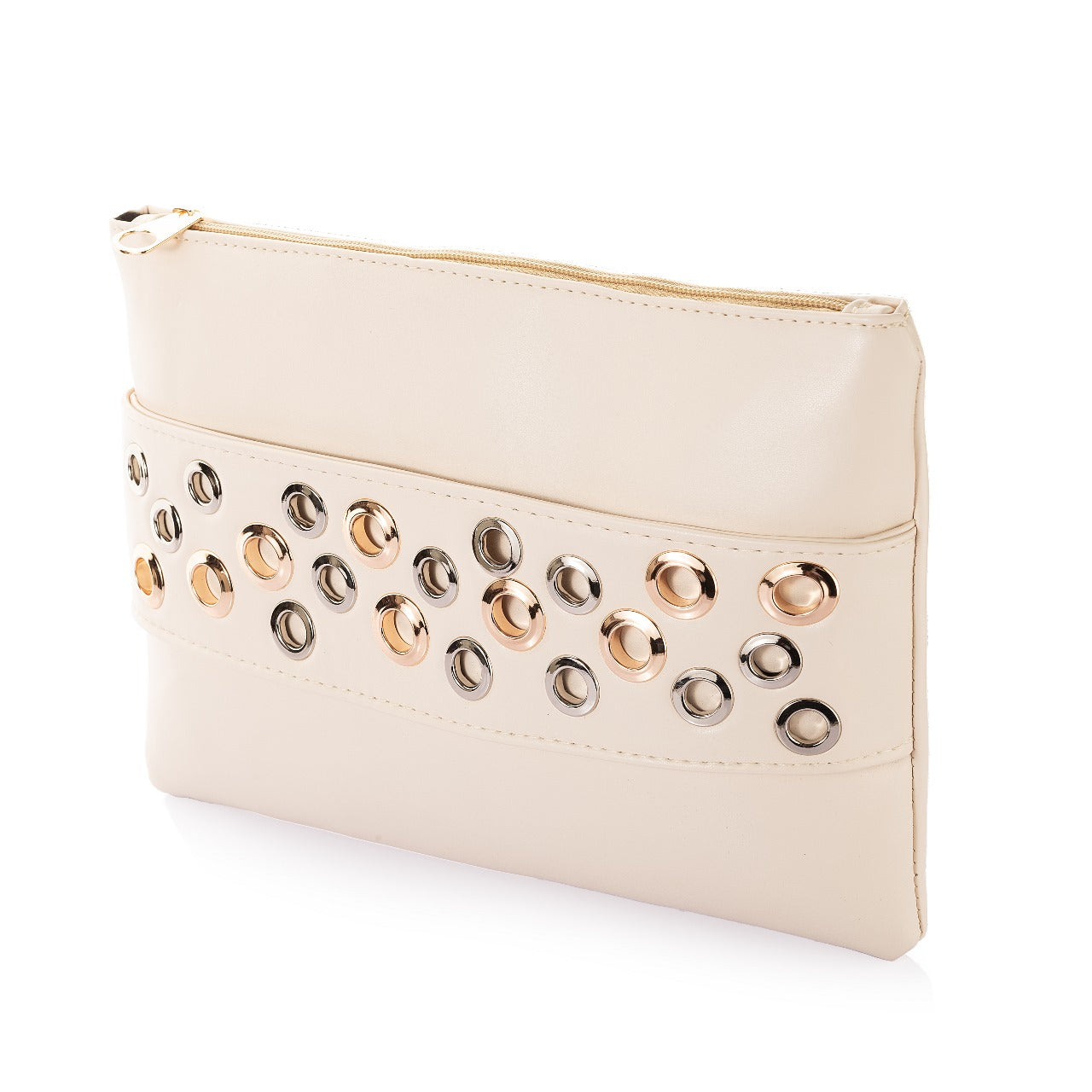 Leather Clutch with Metal Accents