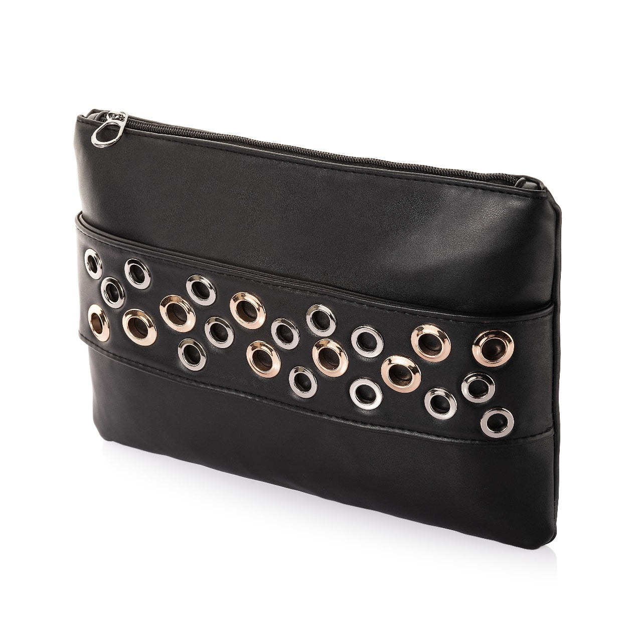 Leather Clutch with Metal Accents