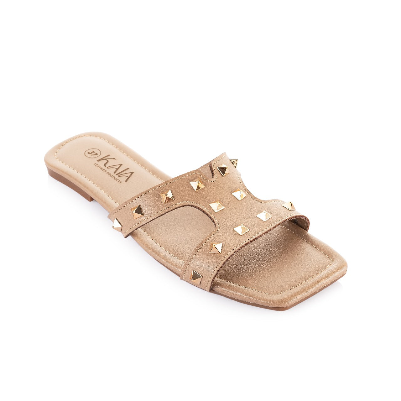 Studded T-Strap Slippers