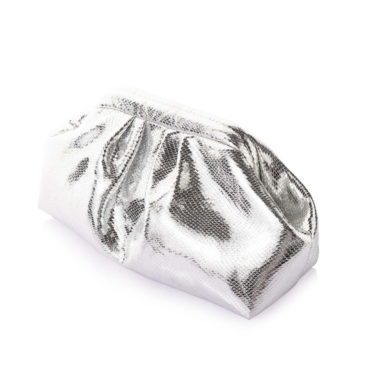 Gathered Tweed Metallic Clutch