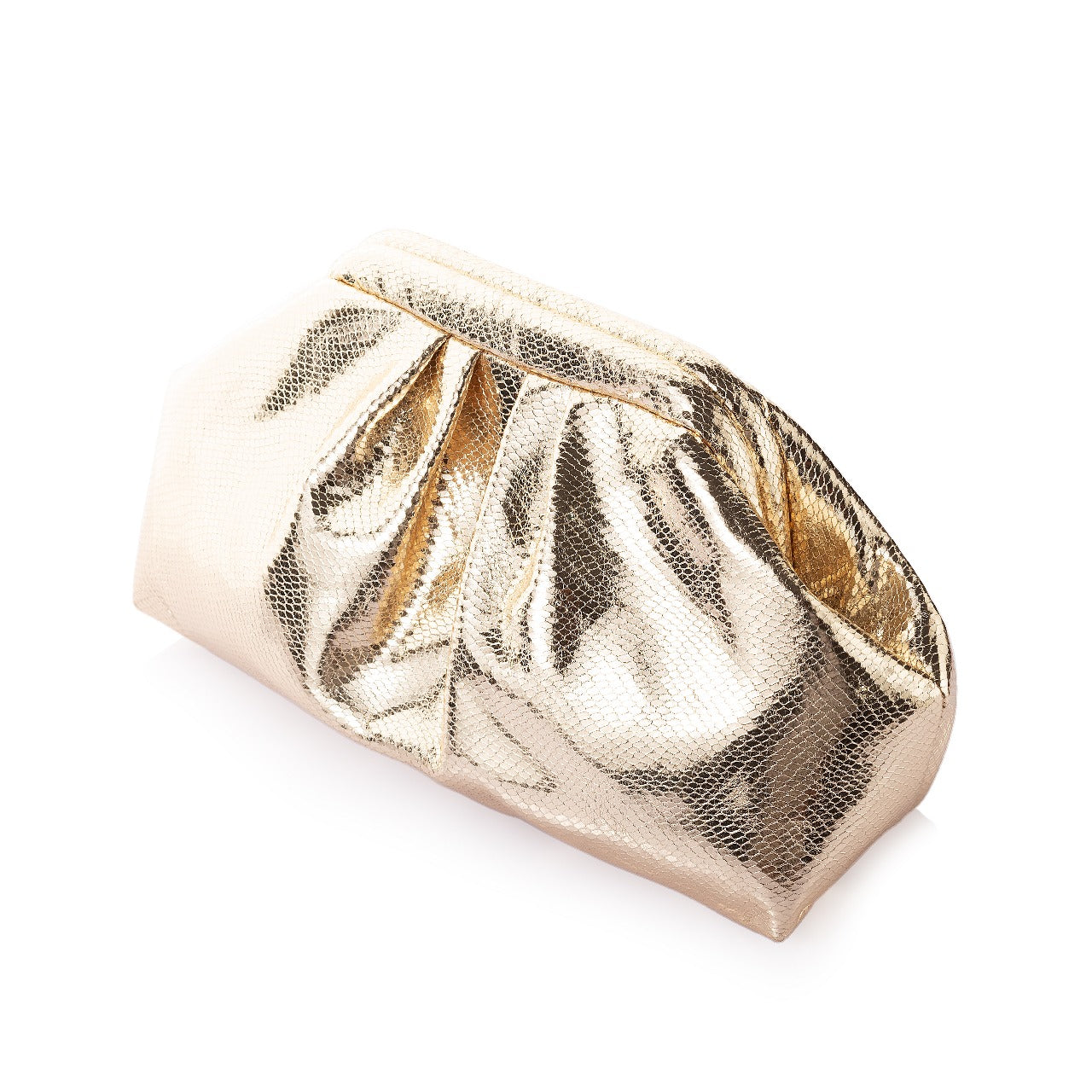 Gathered Tweed Metallic Clutch