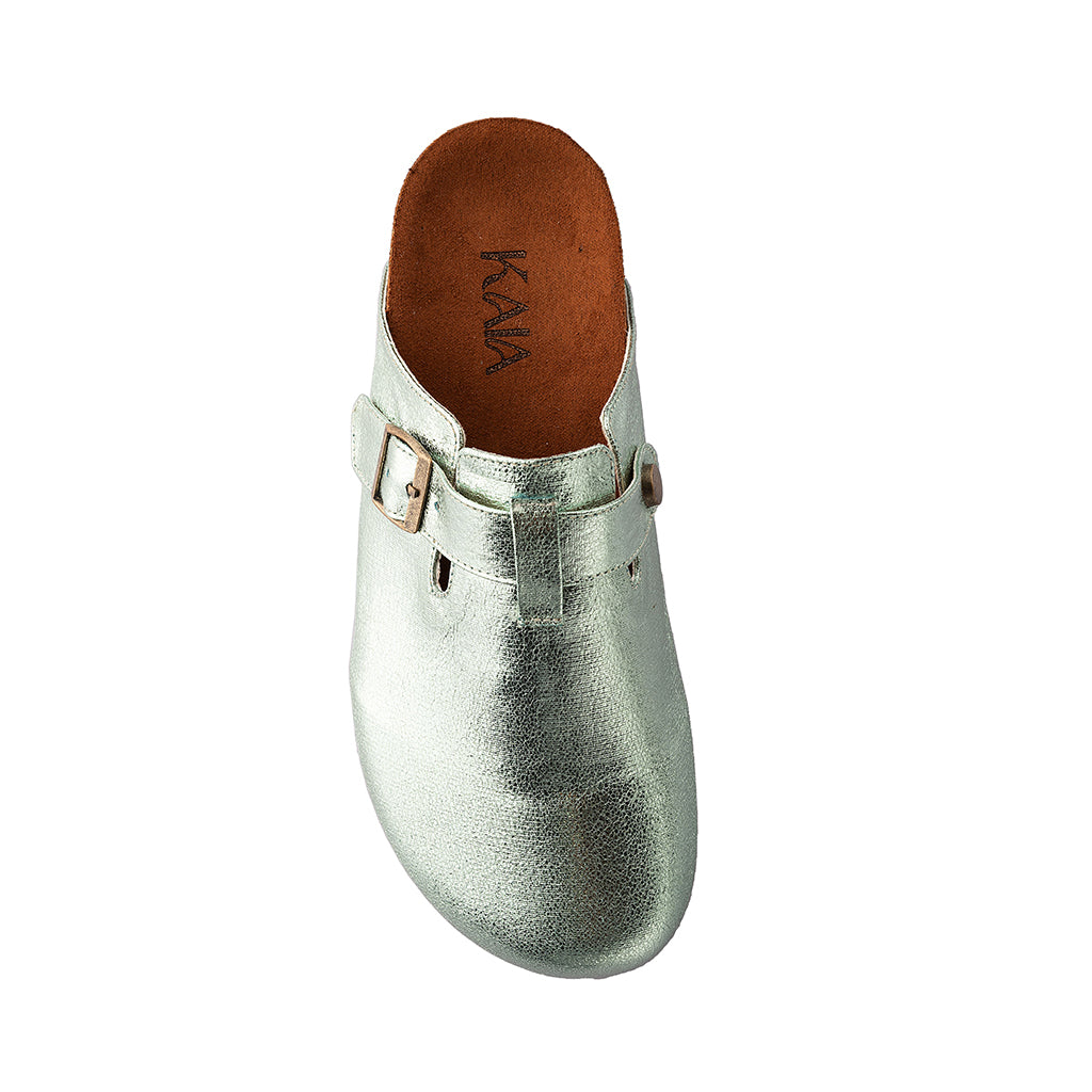 Metallic Belted Clogs