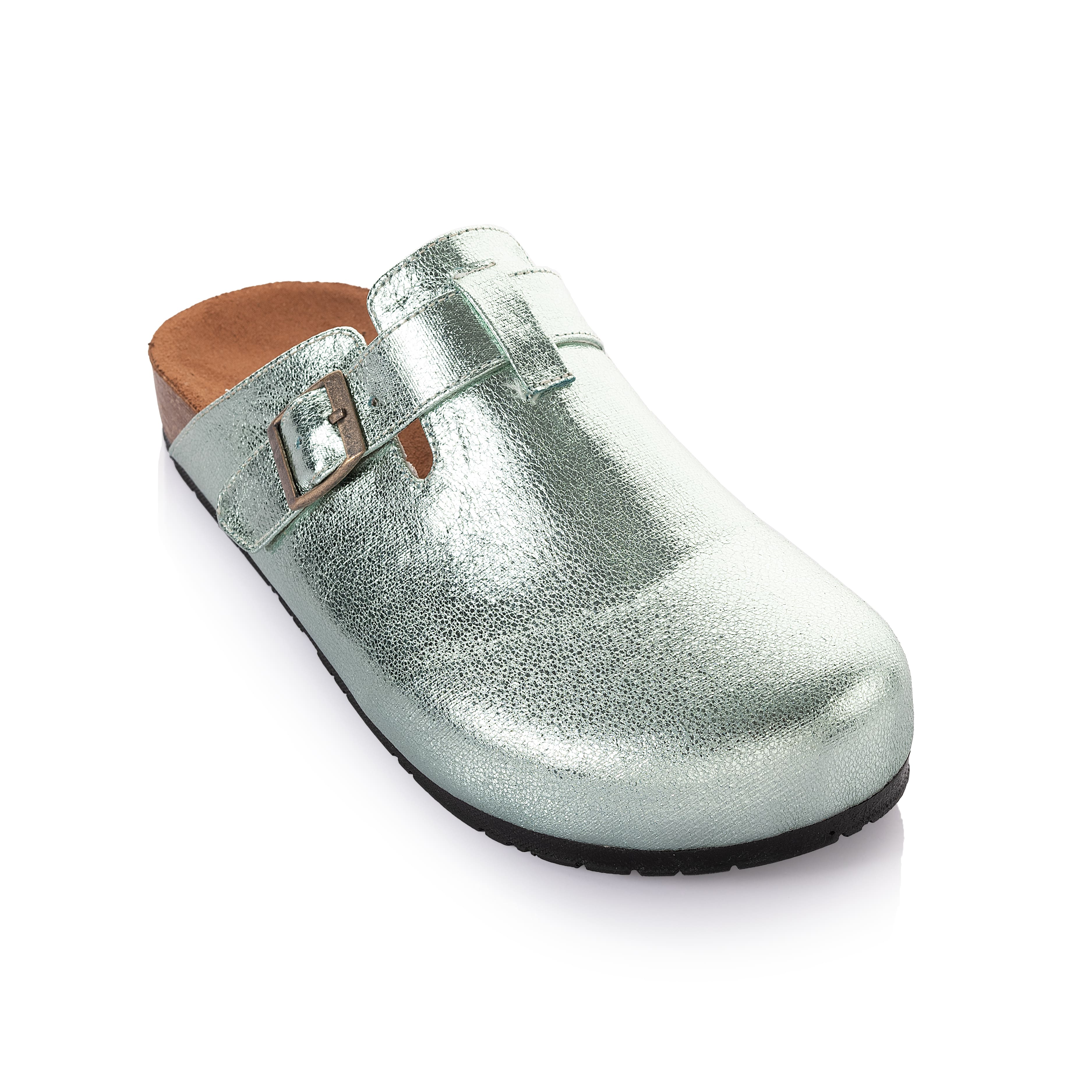 Metallic Belted Clogs