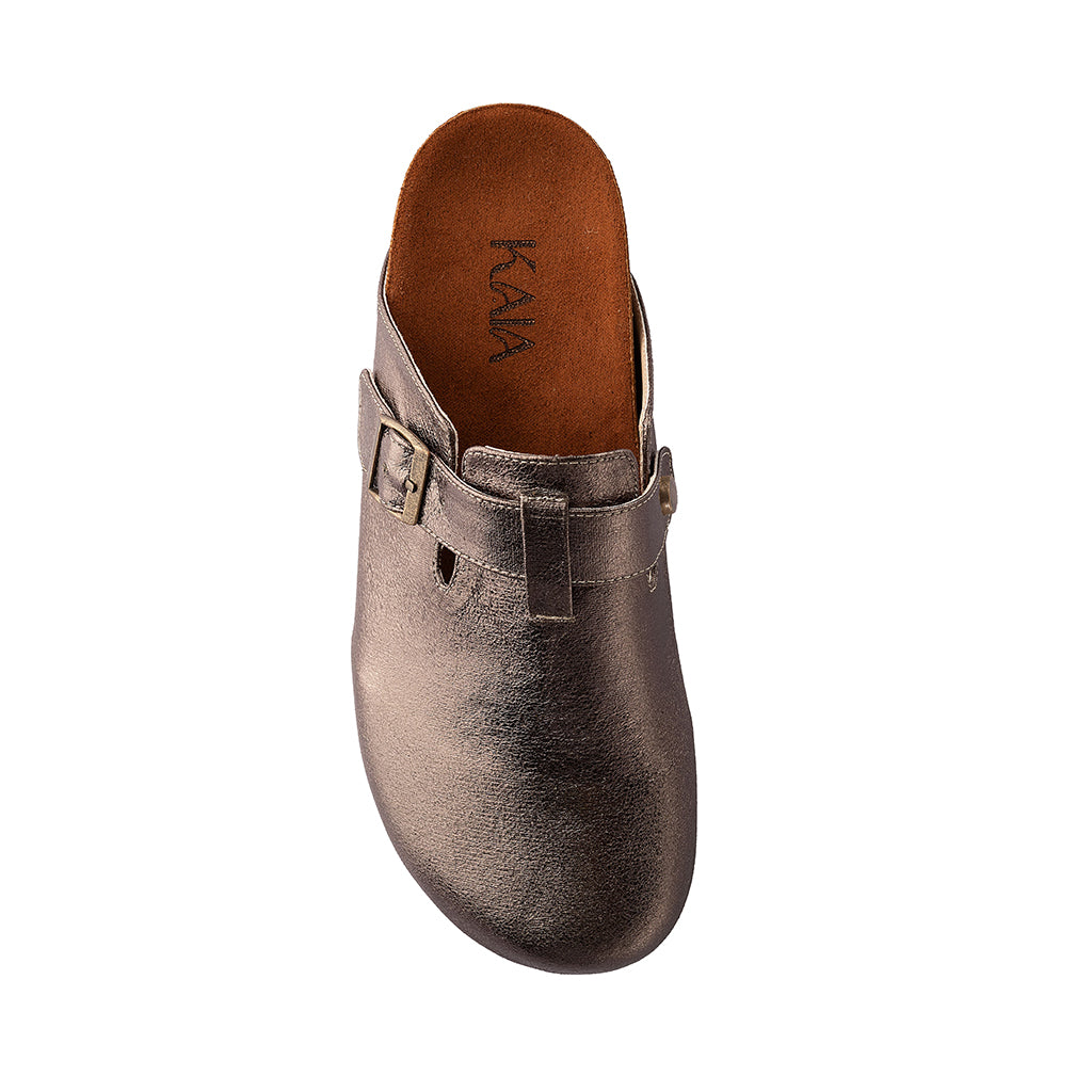 Metallic Belted Clogs