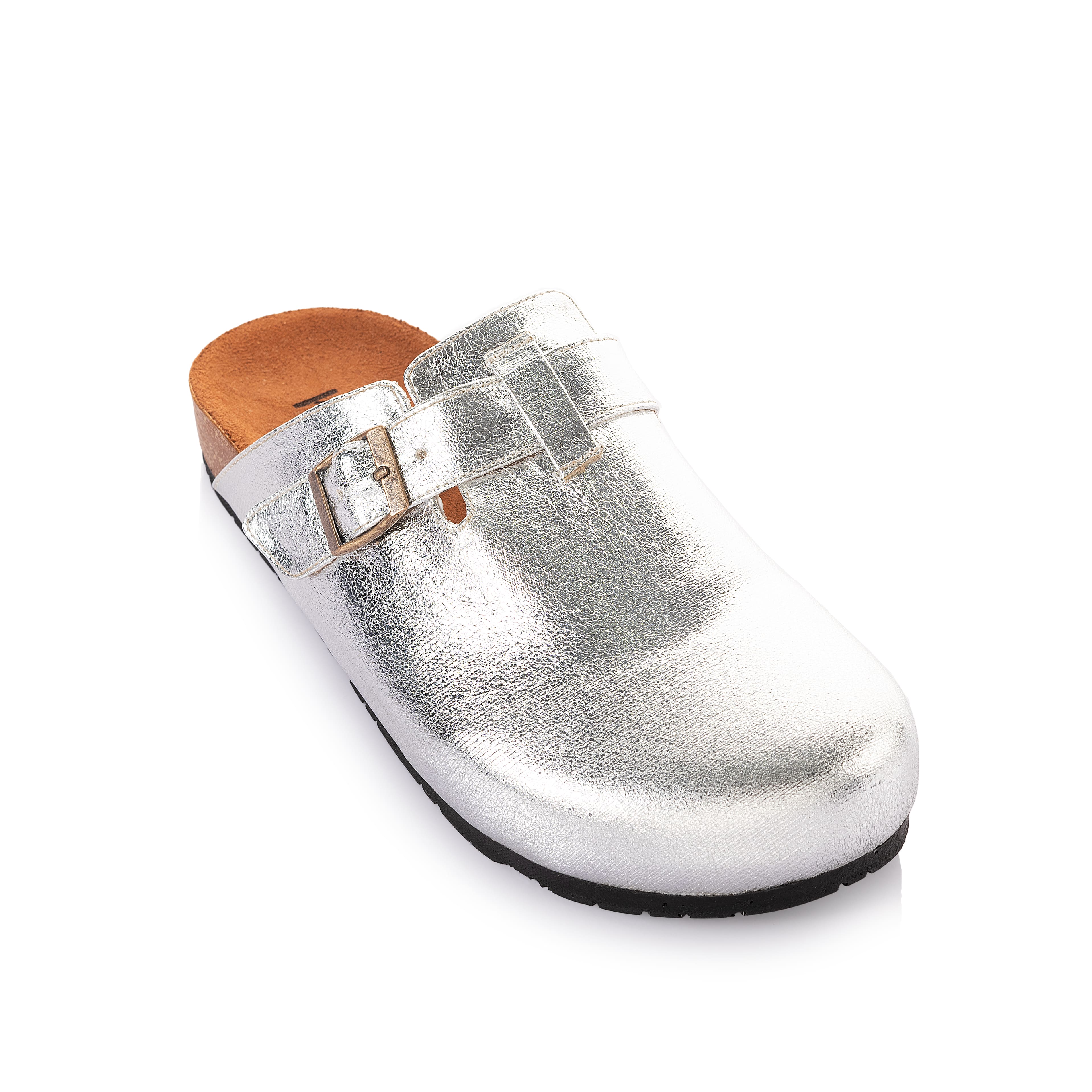 Metallic Belted Clogs