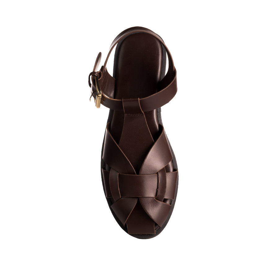 buckled cage flat sandals