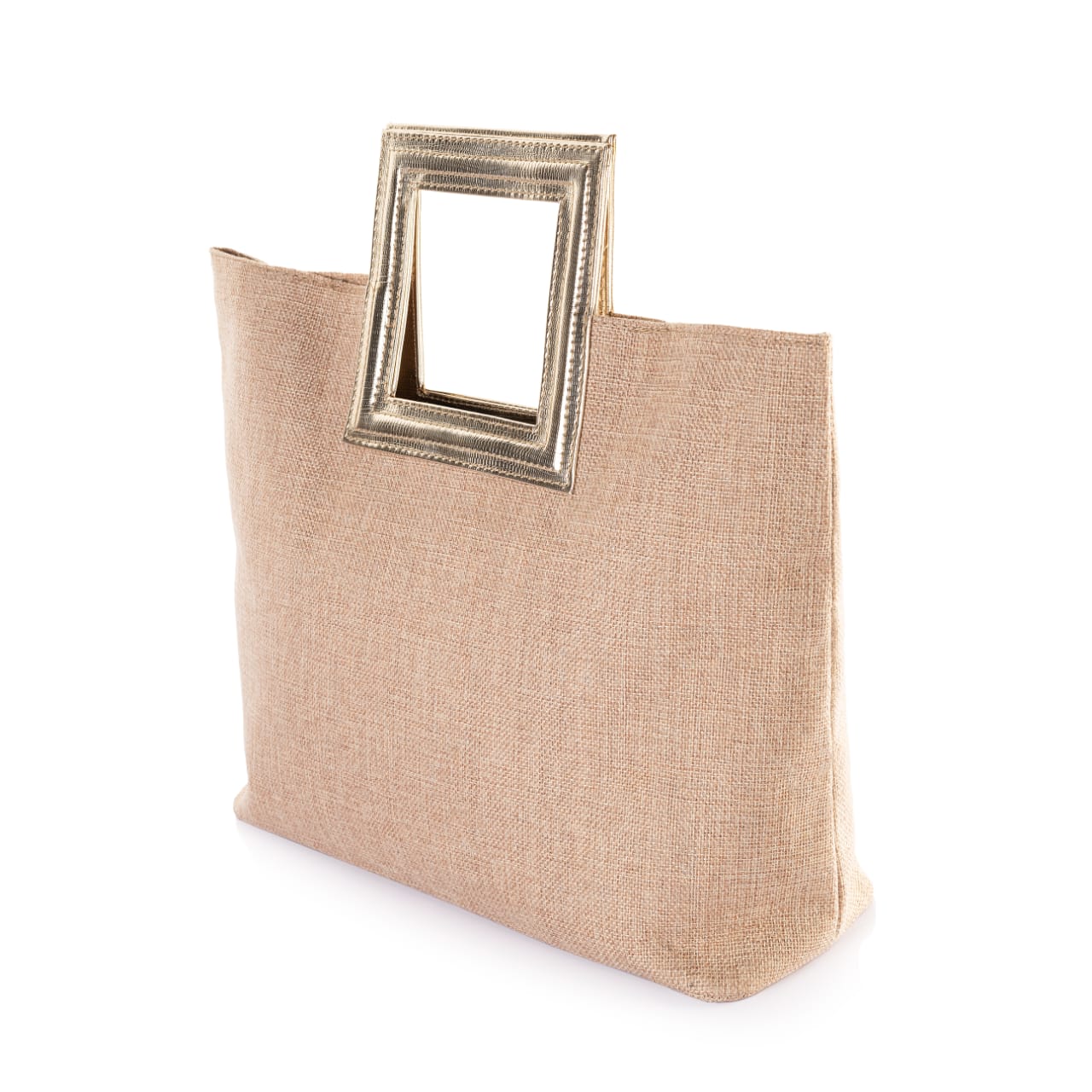 Metallic Framed Handle Tote Bag