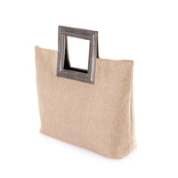 Metallic Framed Handle Tote Bag