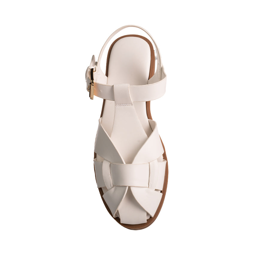 buckled cage flat sandals