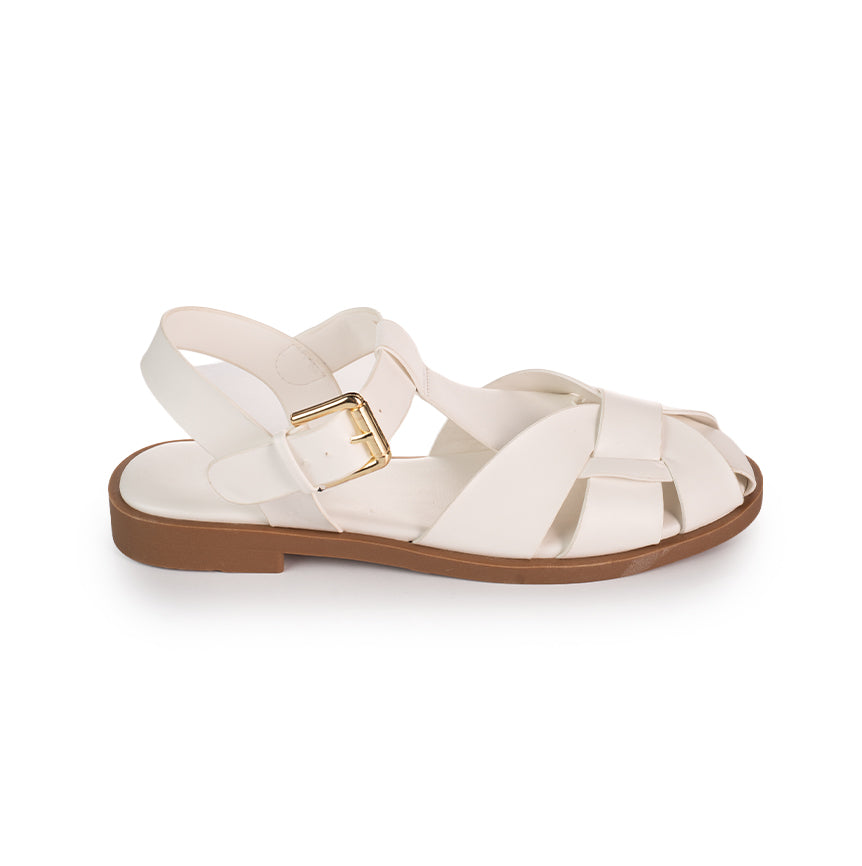 buckled cage flat sandals